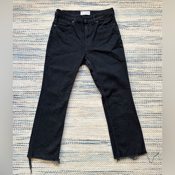 Everlane High Rise Kick Crop Jeans in Black Size 28 Denim Raw Hem - Picture 2 of 11